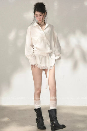 Eyelash Lace Shirt Dress