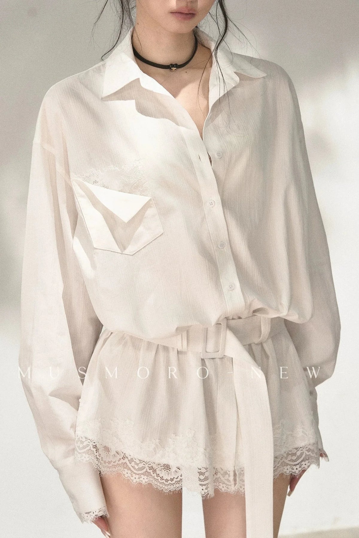 Eyelash Lace Shirt Dress