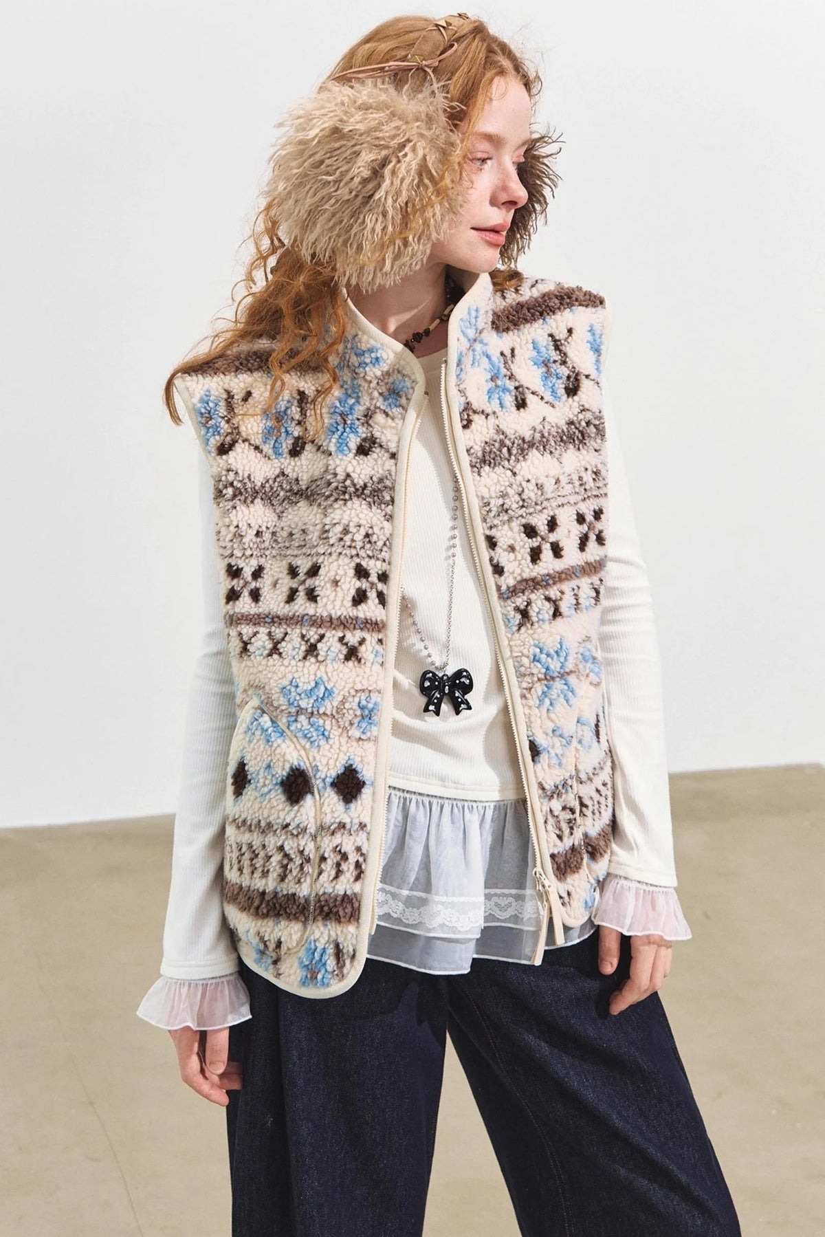 Fair Isle Jacquard Fleece Vest