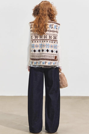 Fair Isle Jacquard Fleece Vest