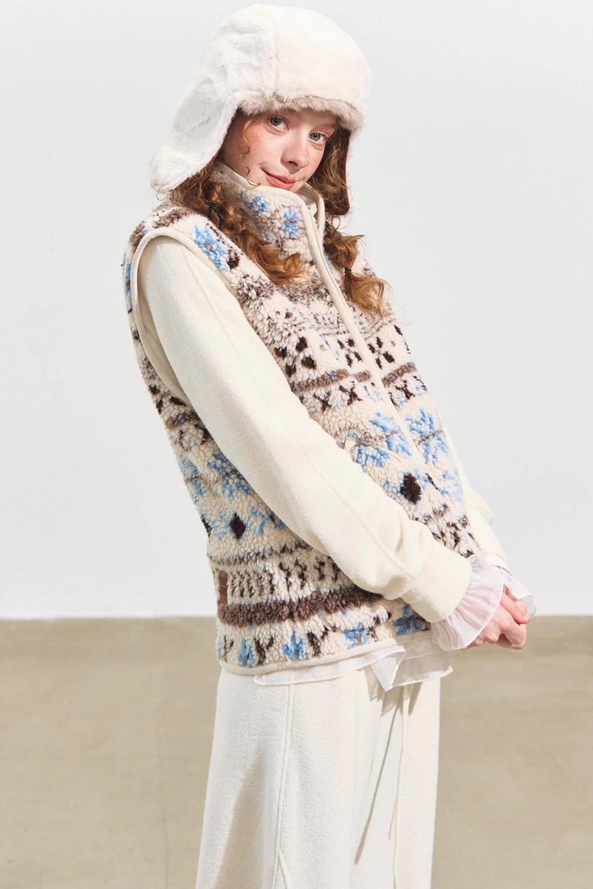 Fair Isle Jacquard Fleece Vest