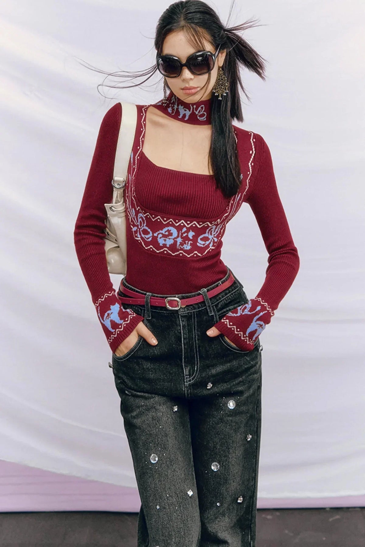 Fair Isle Jacquard Knit Sweater