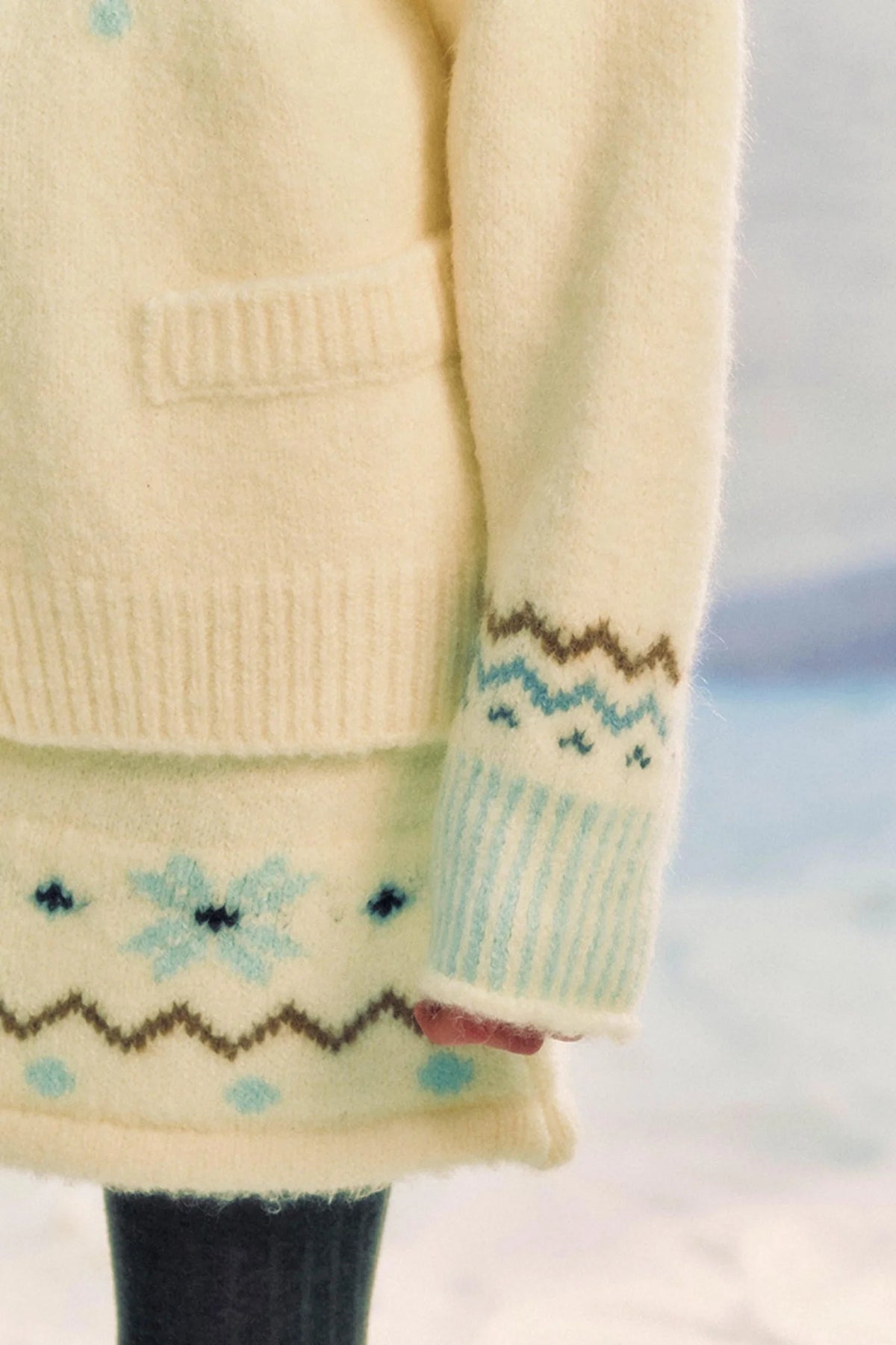 Fair Isle Jacquard Short Cardigan Set-Up