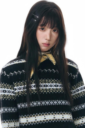 Fair Isle Jacquard Striped Sweater