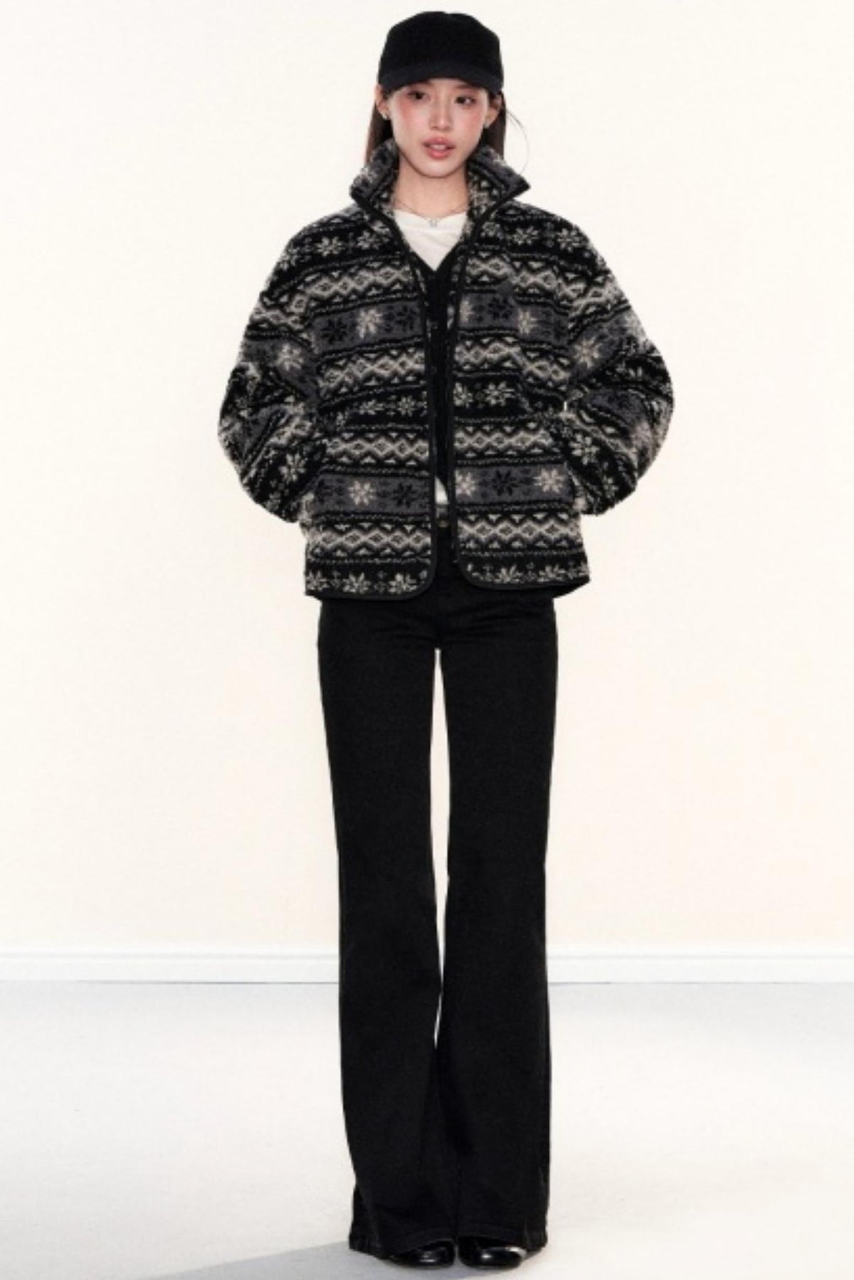 Fair Isle Lamb Wool Fleece Jacket