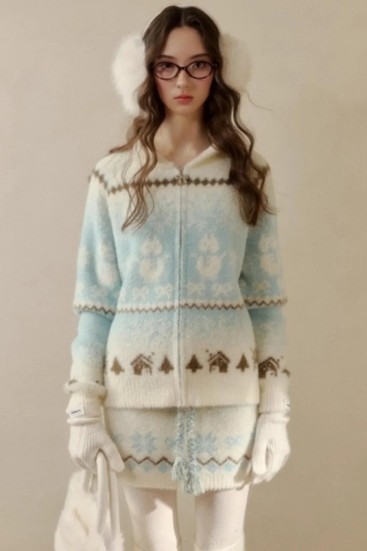 Fair Isle Mink Sweater Skirt Set-Up