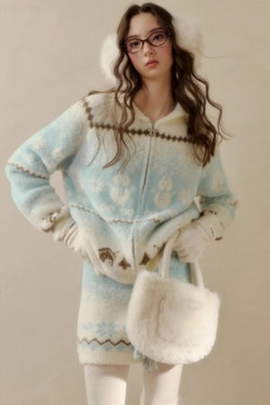 Fair Isle Mink Sweater Skirt Set-Up