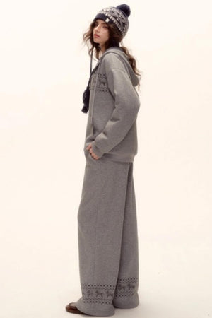 Fair Isle Quilted Jacket Pants Set-Up