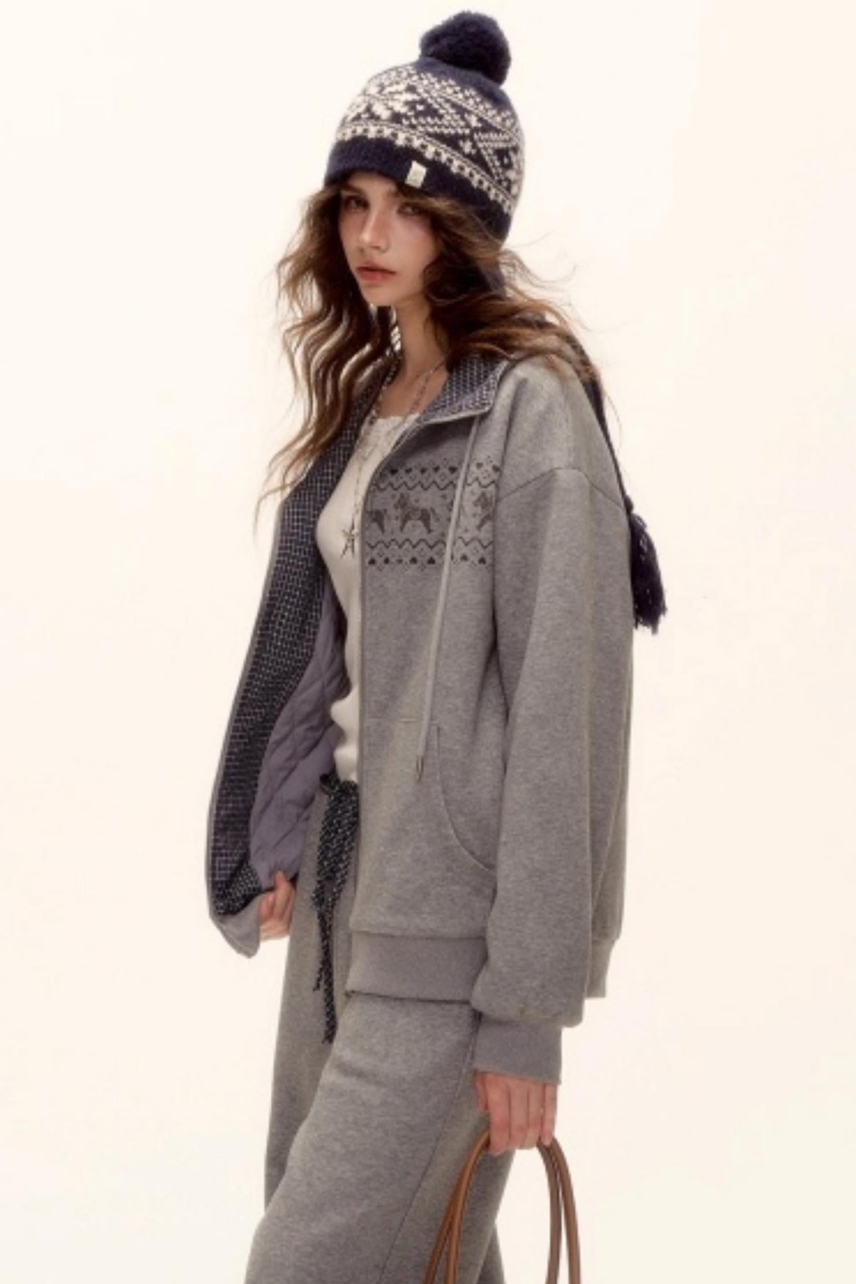 Fair Isle Quilted Jacket Pants Set-Up