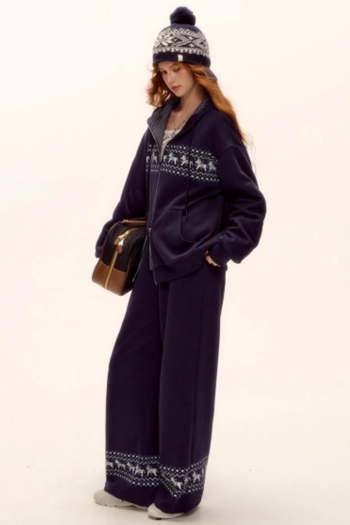 Fair Isle Quilted Jacket Pants Set-Up