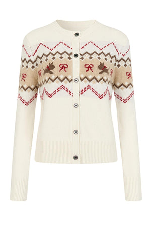 Fair Isle Style Wool Puppy Cardigan Set-Up