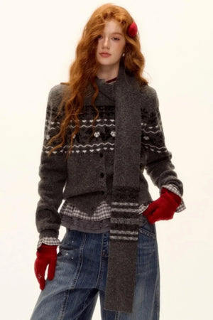 Fair Isle Wool Cardigan Set-Up
