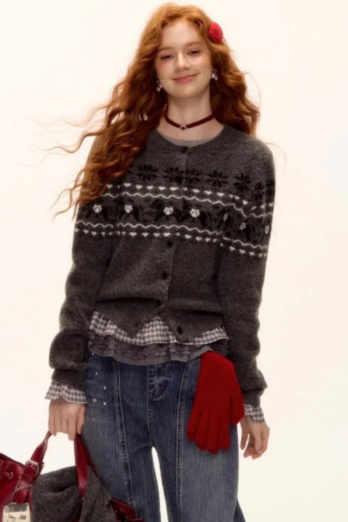 Fair Isle Wool Cardigan Set-Up