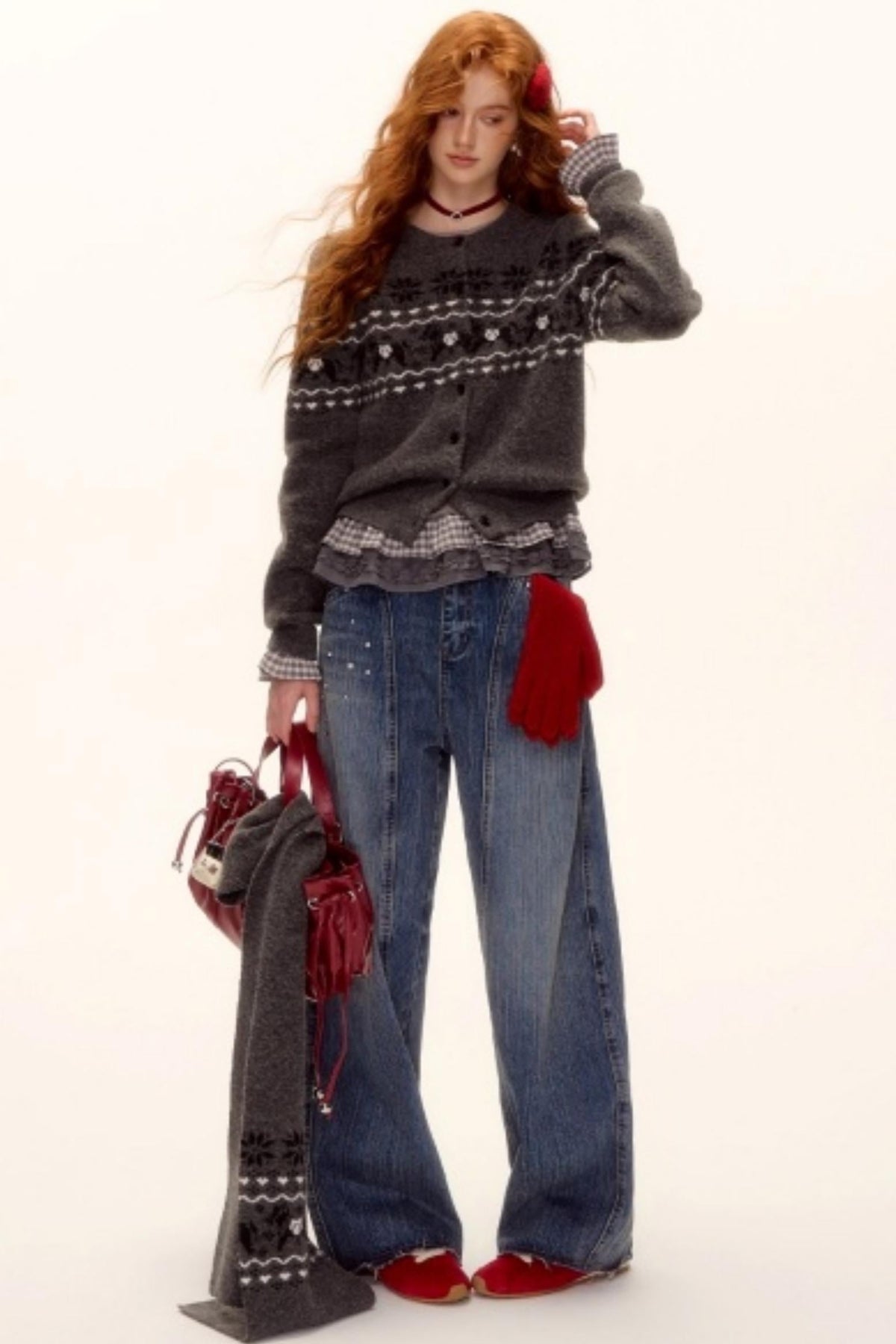 Fair Isle Wool Cardigan Set-Up