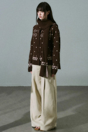 Fair Isle Wool Cardigan Top