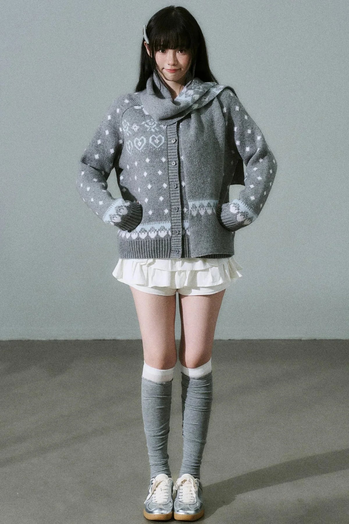Fair Isle Wool Cardigan Top