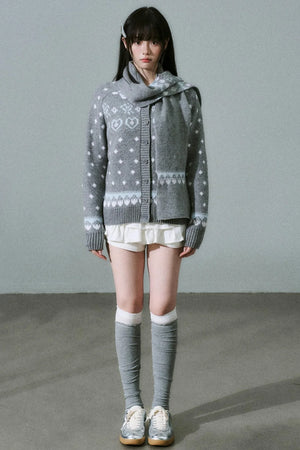 Fair Isle Wool Cardigan Top