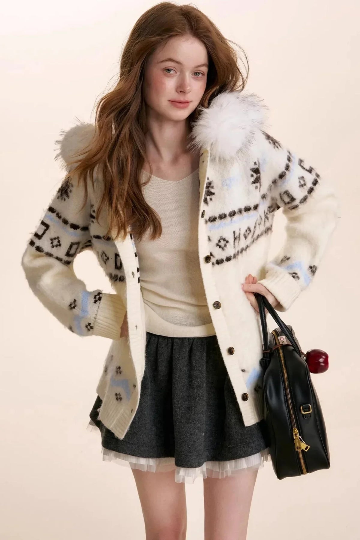 Fair Isle Wool Hooded Cardigan