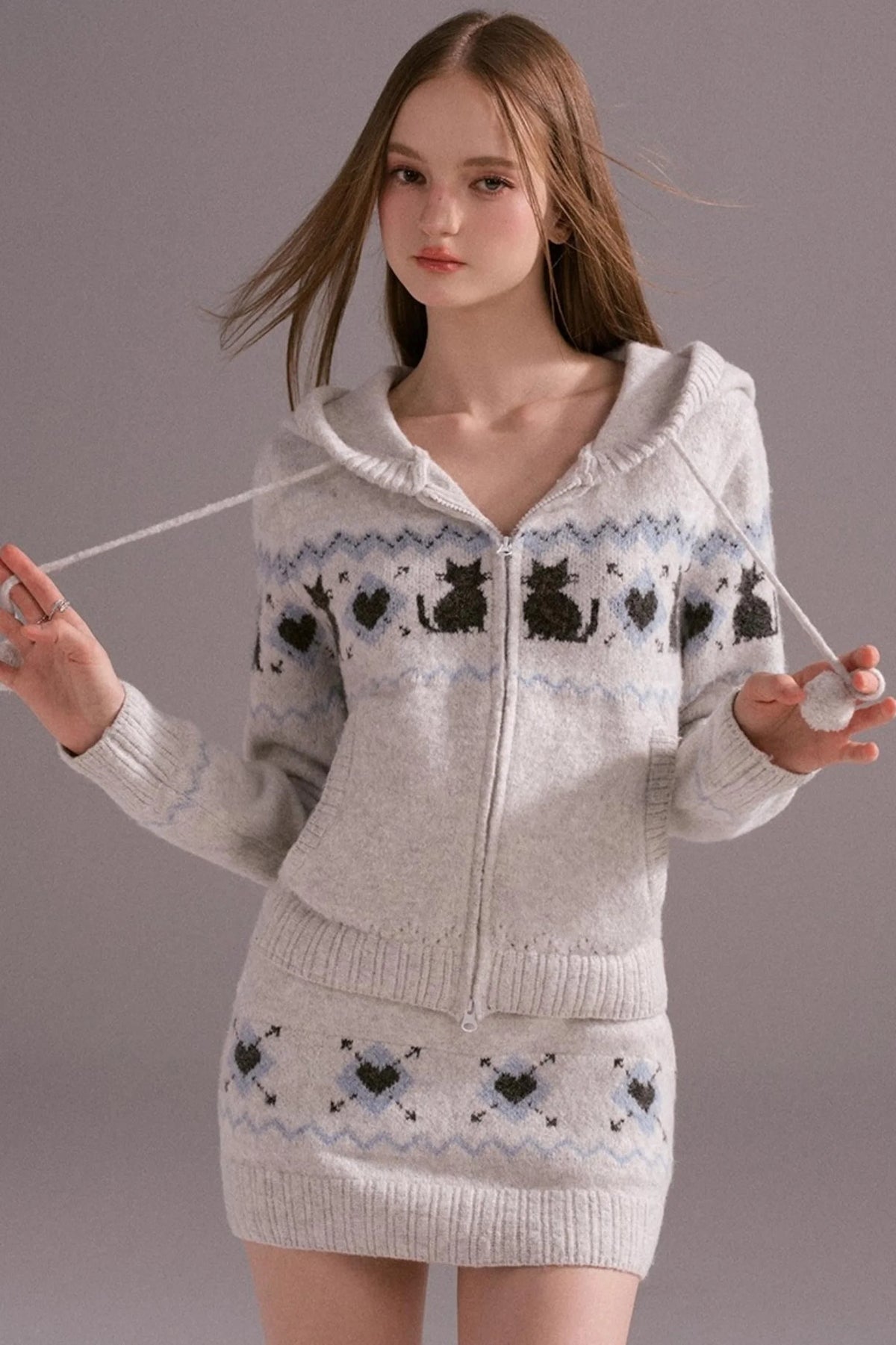 Fair Isle Woolen Skirt Set-Up