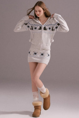 Fair Isle Woolen Skirt Set-Up