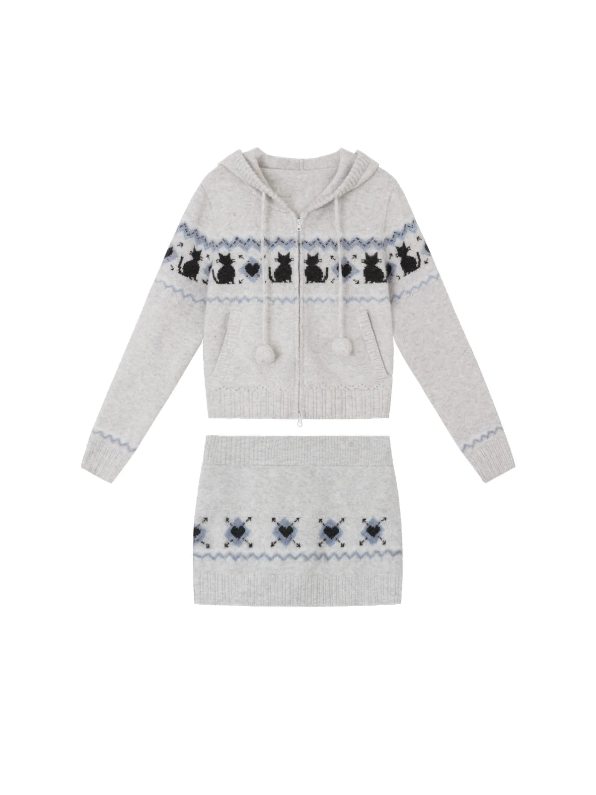Fair Isle Woolen Skirt Set-Up