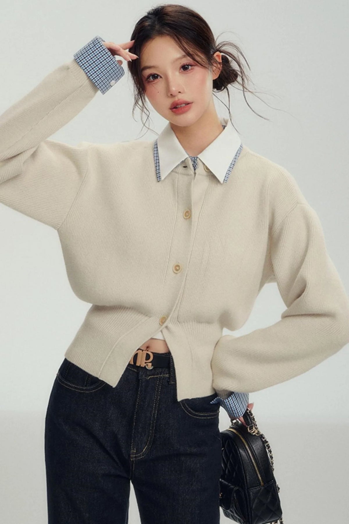 Fake Layered Shirt Sweater