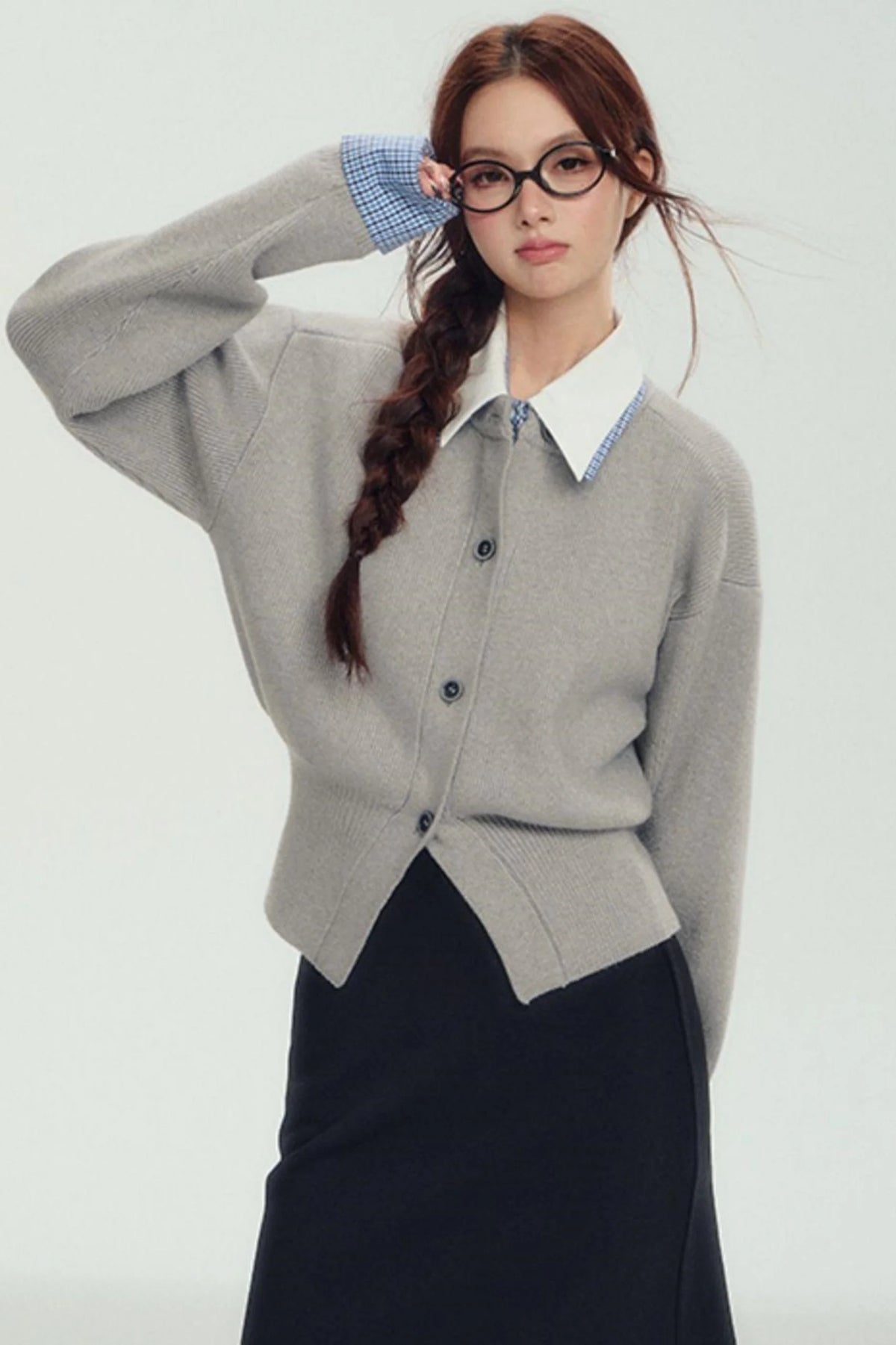Fake Layered Shirt Sweater