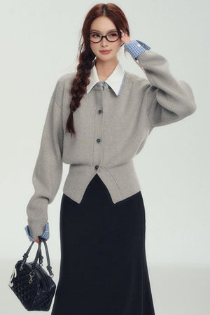 Fake Layered Shirt Sweater