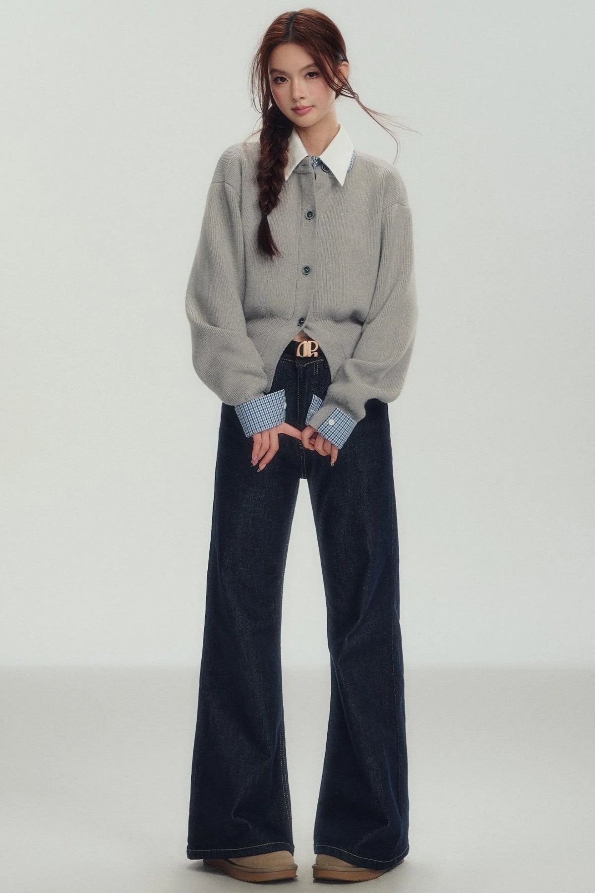 Fake Layered Shirt Sweater
