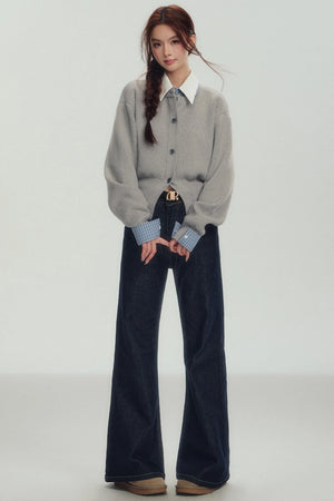 Fake Layered Shirt Sweater