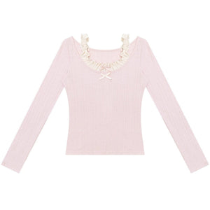 Fake Two Bow Halterneck Top