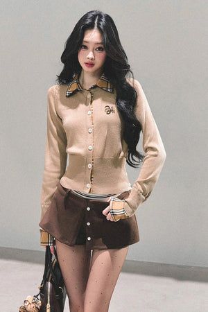 Fake Two Korean Long-Sleeve Knit Top