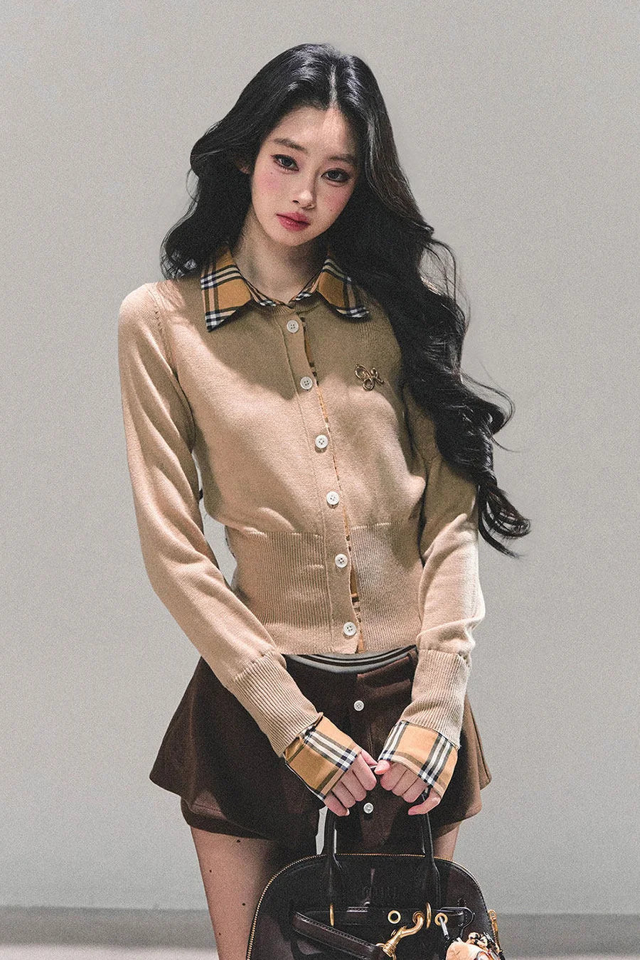 Fake Two Korean Long-Sleeve Knit Top