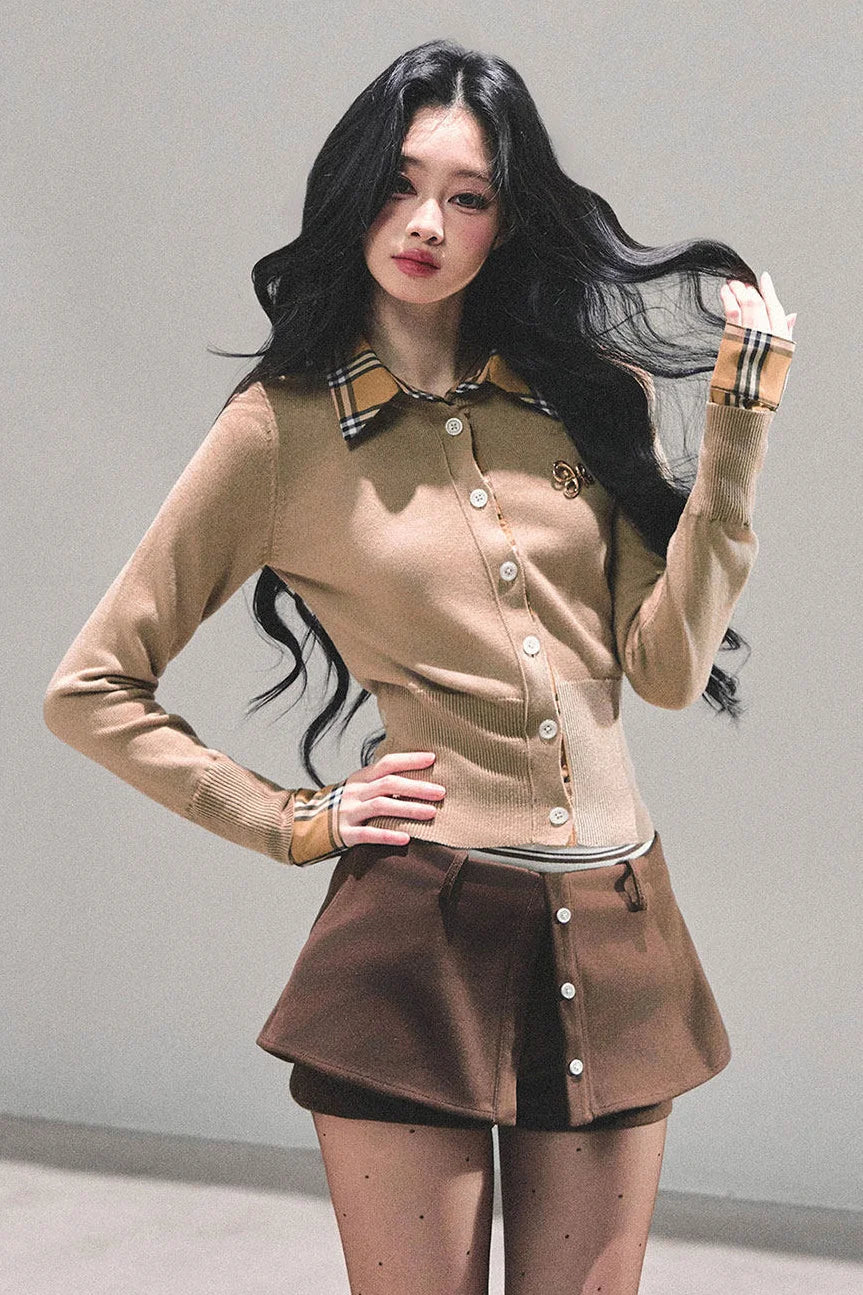 Fake Two Korean Long-Sleeve Knit Top