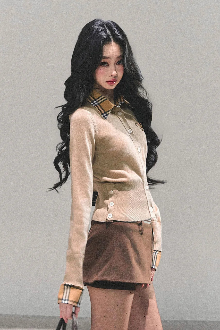 Fake Two Korean Long-Sleeve Knit Top