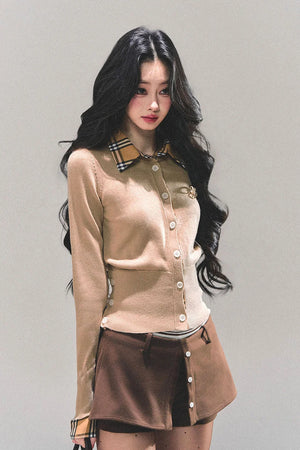 Fake Two Korean Long-Sleeve Knit Top