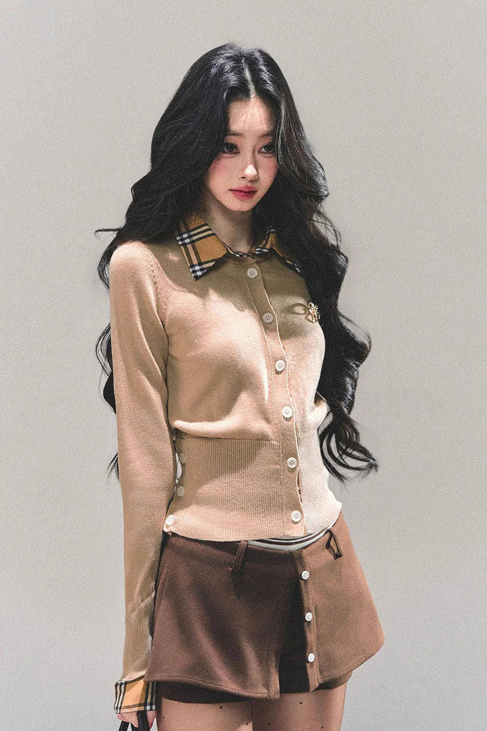 Fake Two Korean Long-Sleeve Knit Top