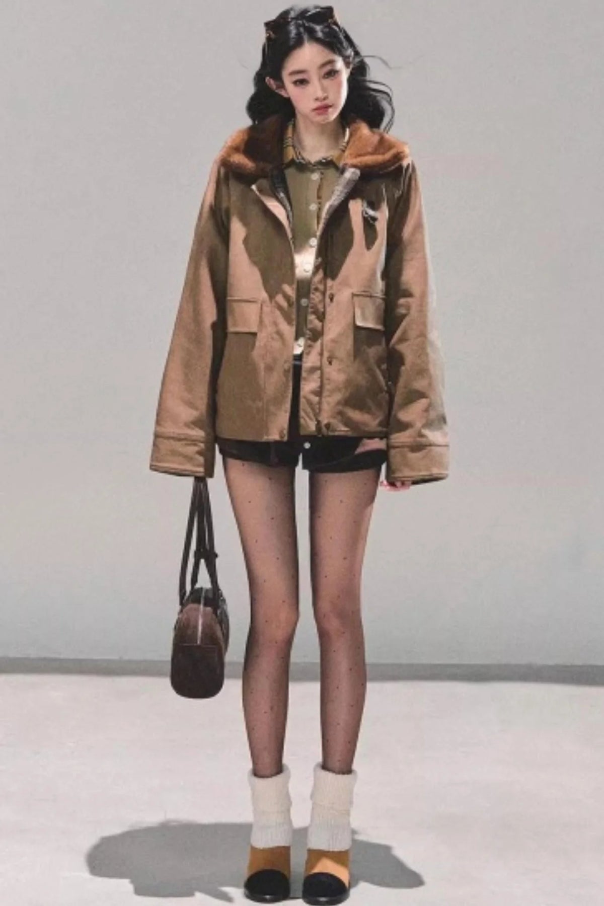 Fake Two Korean Long-Sleeve Knit Top