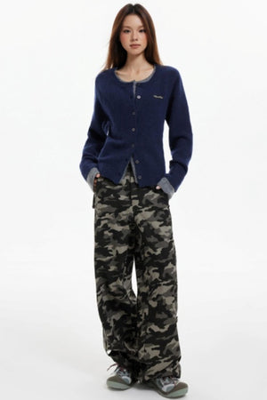 Fake Two-Piece Contrasting Knitted Cardigan