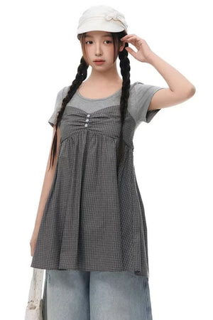 Fake Two-Piece Cotton Top