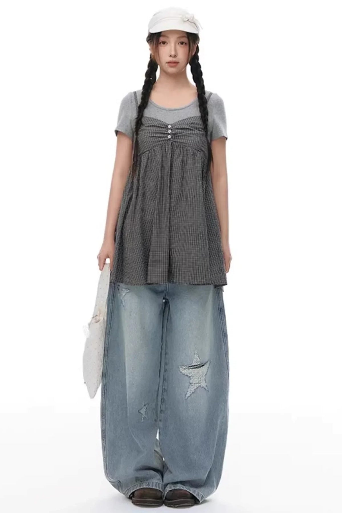 Fake Two-Piece Cotton Top