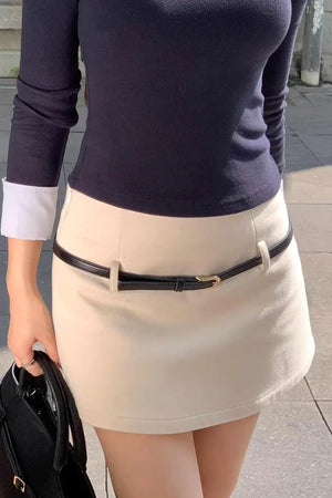 Fake Two Piece Knitted Top Skirt Set-Up