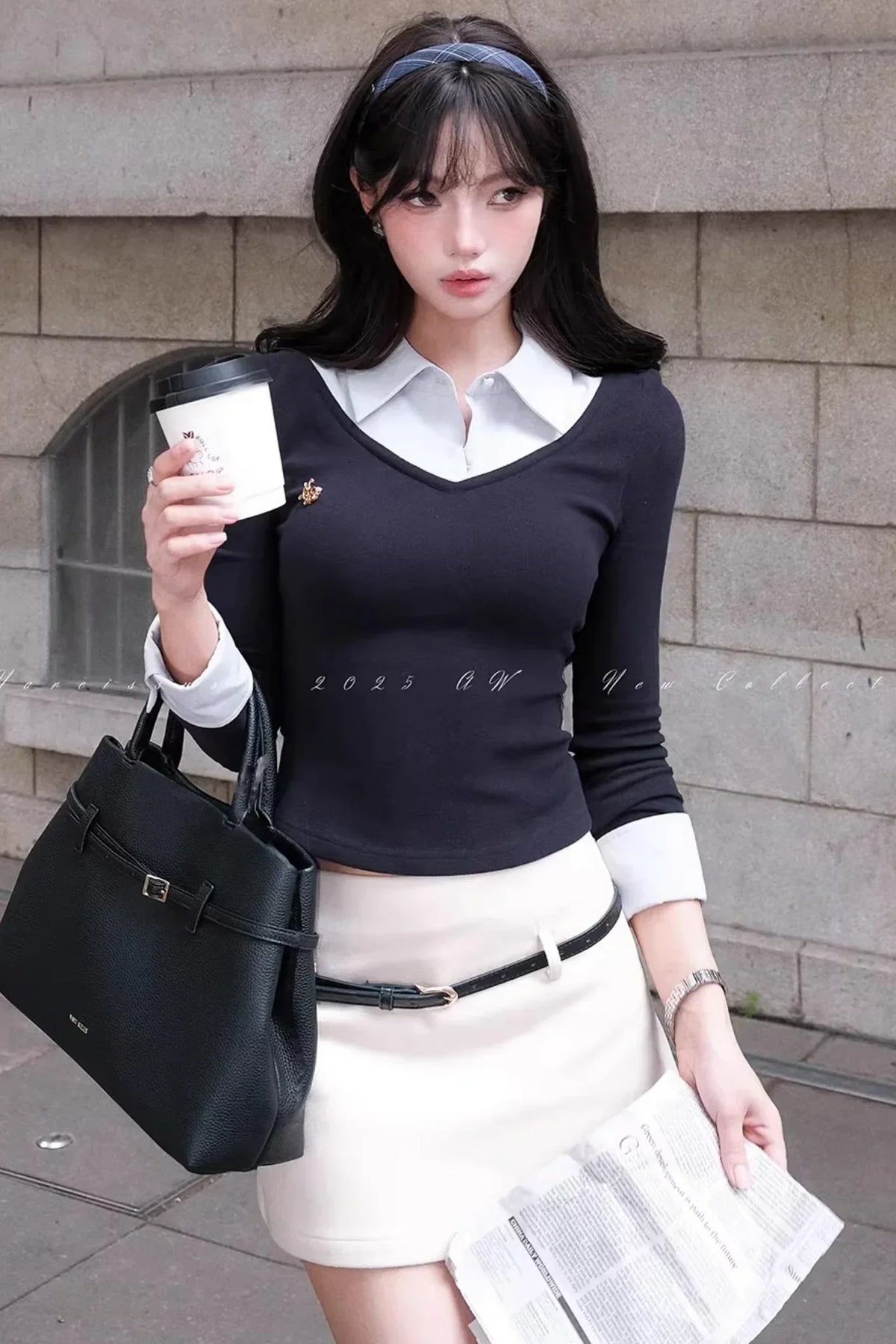 Fake Two Piece Knitted Top Skirt Set-Up