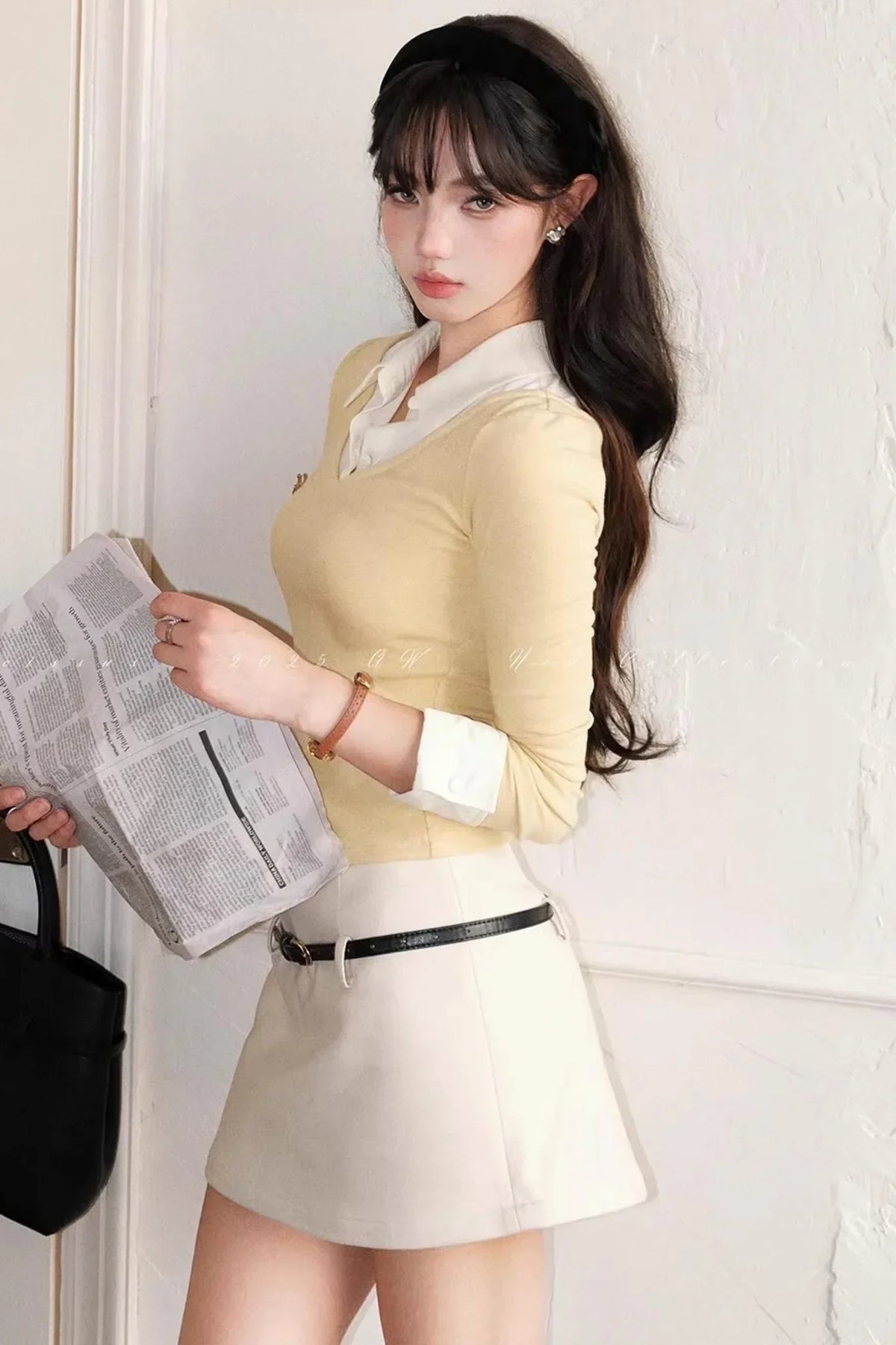 Fake Two Piece Knitted Top Skirt Set-Up