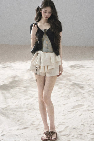 Fake Two-Piece Korean Style Lace Top