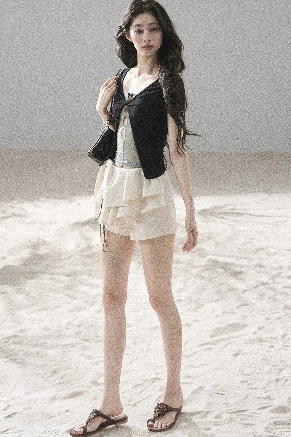Fake Two-Piece Korean Style Lace Top