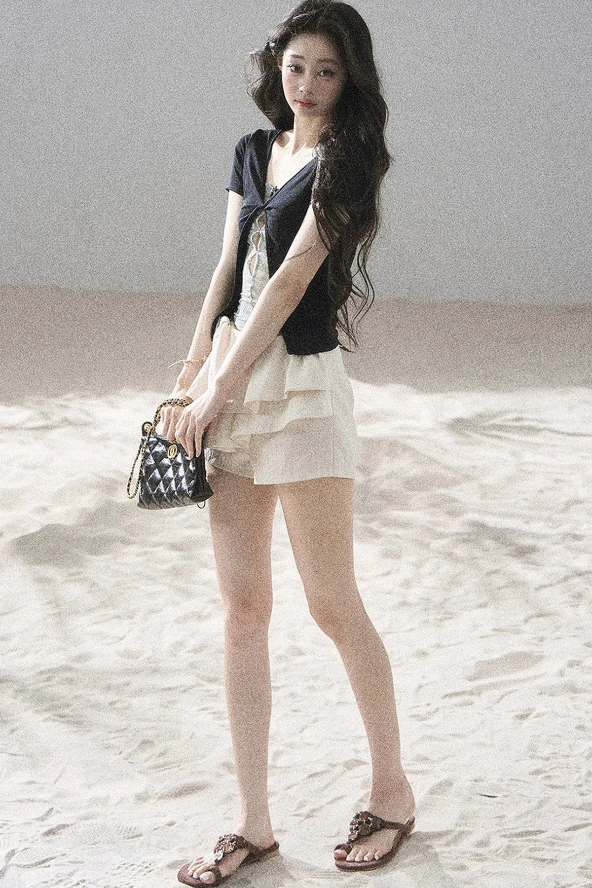 Fake Two-Piece Korean Style Lace Top