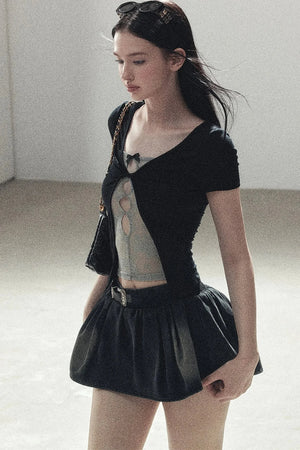 Fake Two-Piece Korean Style Lace Top