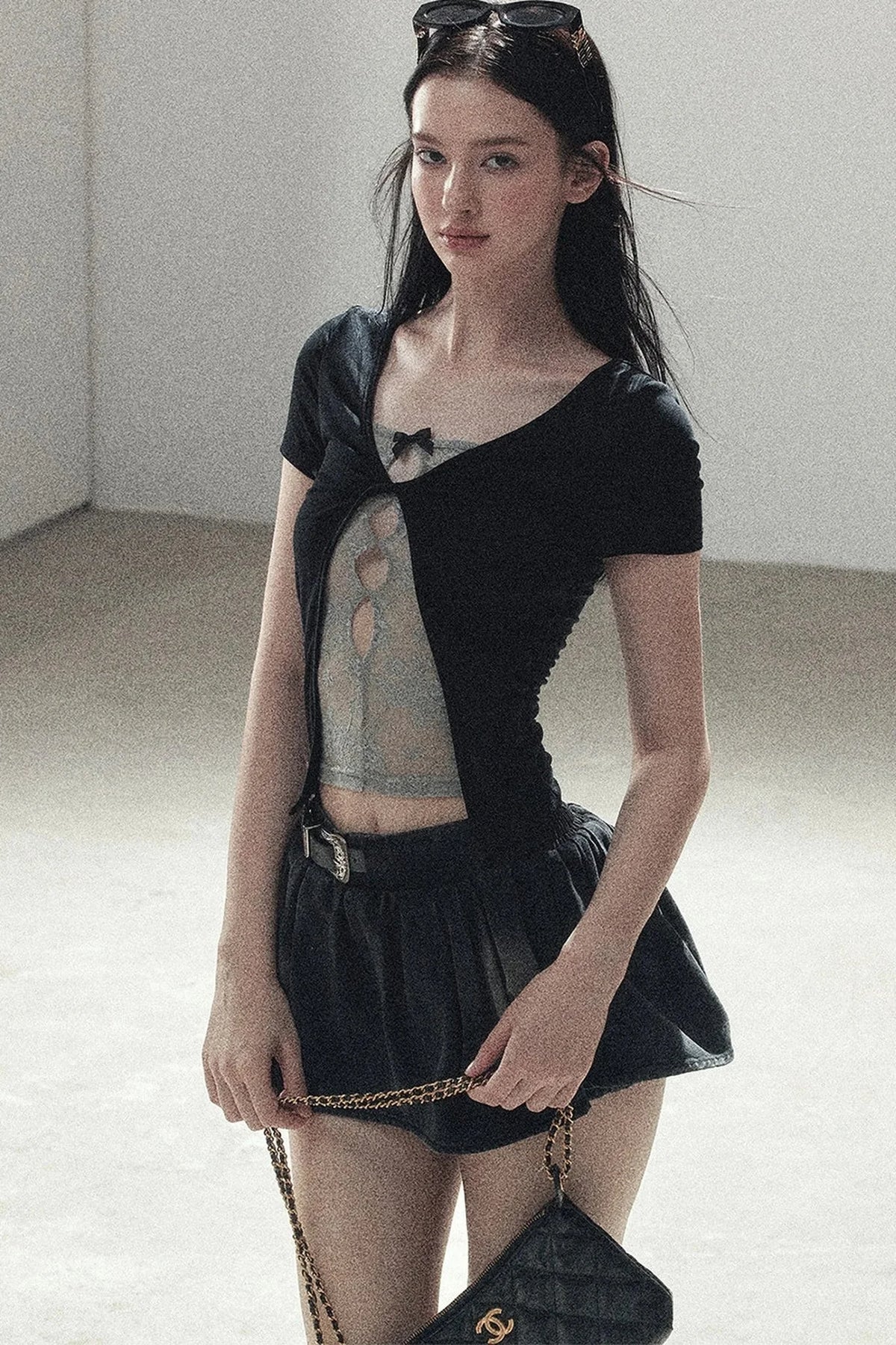 Fake Two-Piece Korean Style Lace Top