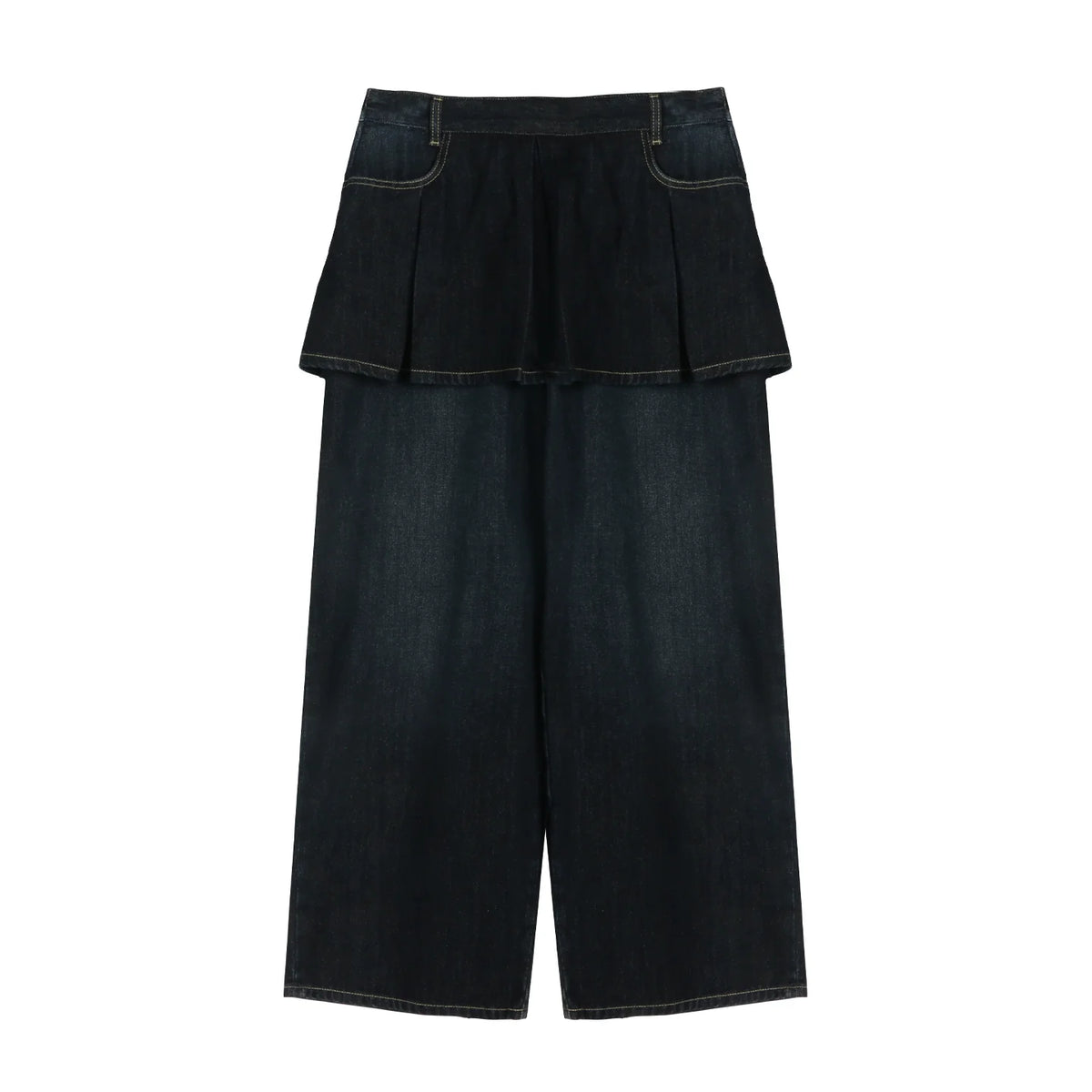 Fake Two-Piece Pleated Skirt Jeans